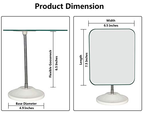Yeake Adjustable Flexible Gooseneck Makeup Mirror,360°Rotation Folding Portable Desk Vanity Mirror With Stand Shower Shaving Cosmetic Mirror Square Large #TOP1