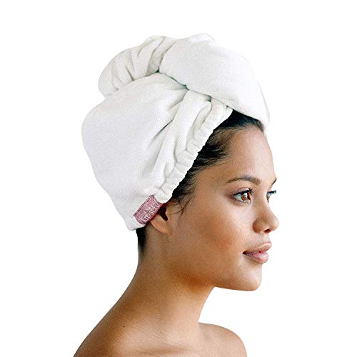 Kitsch Microfiber Hair Towel Wrap for Women, Hair Turban for Drying Wet Hair, Easy Twist Hair Towels, Super Absorbent and Ultra Soft (White)