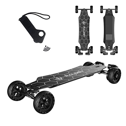 RALDEY V2 Carbon Fiber Off-Road Skateboard Electric Skateboard All Terrain Longboards with Remote 28MPH Top Speed 3000W Dual Belt Motor 19 Miles Range Suitable for Adults Teens