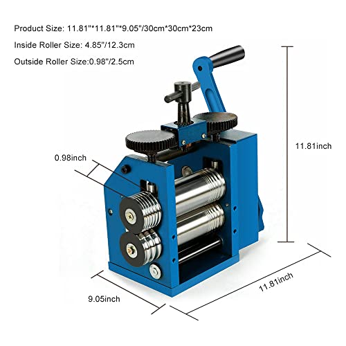 Jewelry Rolling Mill Machine 3 Inch 75Mm Manual Combination Rolling Mill Gear Ratio 1:6 Presser Rolling Mills For Jewelry Making Square Wire Flat Semicircle Pattern Metal Sheet Marking Diy Tools #TOP5