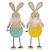 Produktbild MACOSA GW10026564 Deko-Hasen 2er Set Holz Osterhase stehend mit Federn gelb & blau Osterdeko Holzhase Oster-Dekoration Tischdeko Deko-Figur Ostern
