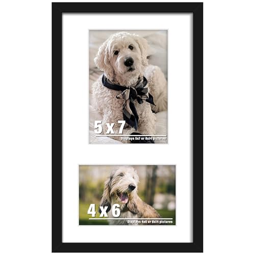 Image of DUENPY 8x14 Picture Frame Collage Display 4x6 and 5x7 Photos for Available Horizontal Wall Mounting Display and Vertical Black