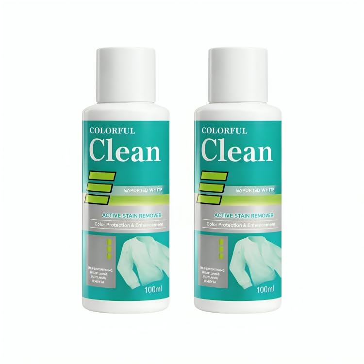 Colorful Clean Color‑Safe Bleach Liquid Laundry Whitener & Booster | Non‑Chlorine Oxygen Formula | Brightens Whites & Colors, Removes Yellowing & Odors | Fresh Scent - 200ml Each, Pack of 2-image-46