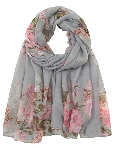 Women's Floral Printed Scarf Large Long Scarves Lightweight Shawl Wraps