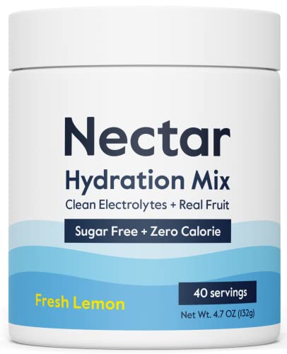 Image of Nectar Sugar Free Electrolytes Powder - Organic Fruit No Sugar or Calories - Hydration Powder for Dehydration Relief and Rapid Rehydration - Keto and Paleo (Lemon 40 Serving Tub)