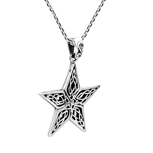 AeraVida Intricate Celtic Knot Star .925 Sterling Silver Pendant Necklace | Delicate Sterling Silver Necklace for Women | Vintage Long Necklaces for Women | Necklace Women Jewelry | Mother’s Day - Image 3