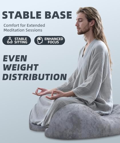 Meditation Cushion for Floor Sitting, Meditation Seat & Floor Cushion Set with Beaded Bracelet and Storage Box, Stable Base for Long Sitting, Mindfulness & Yoga Practice (Gray) - Image 3