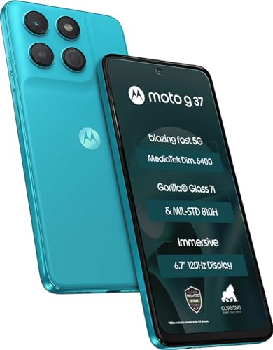 Image of Motorola g37 Power 5G (Pantone Capri (Cyan), 8GB RAM, 128GB Storage) | MediaTek Dimensity 6400 Processor | 50MP AI Camera | 6.66-inch Display | 7000mAh Battery | 5G Smartphone