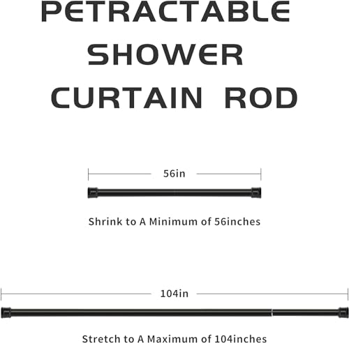 Ginbel Direct Shower Curtain Rod 56-104 Inch, 1"Diameter Spring Long Adjustable Tension Curtain Rods For Bathroom Windows Closet No Drilling No Rust, Black thumb #1
