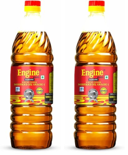 Image of Engine Brand Kachi Ghani Mustard Oil - 1 Litre (Pack of 2)
