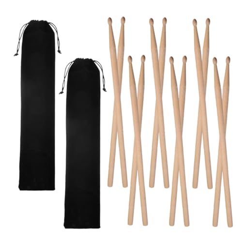 Baquetas Beaupretty de madera de arce tamaño 5A, 2 juegos (12 piezas) con funda de terciopelo, para batería electrónica y jazz