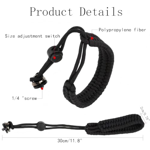Image of Sichumaria Camera Wrist Strap,Adjustable Nylon Hand Wrist Straps Lanyard with a 1 /4 inch screw, for insta360 X3,X2,Universal Hand Strap for DSLR Cameras,Action Cameras,Selfie Sticks,eat