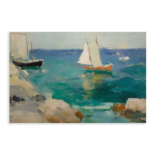 Poster voilier bleu sur toile pour transformer un mur vide en paysage marin