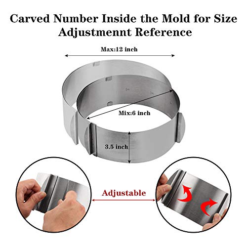 Cyimi Adjustable Cake Mould Stainless Steel Cake Mousse Ring 6 To 12 Inch, Thickened Cake Ring Mould Set Of 2 For Baking,Diy Cake (Round+Square) #TOP2