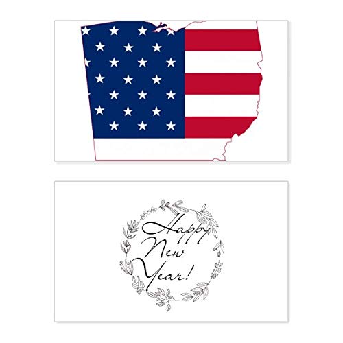 Tarjeta de Año Nuevo de Ohio y mapa de estrellas, papelería conmemorativa de Estados Unidos