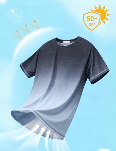 Image of ELETOP Men's Swim Shirts UPF 50+ Short Sleeve Rash Guard Sun Shirts for Beach Fishing