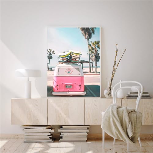 Tableau Rose de Plage Décoration Salon Esprit Surf Chic