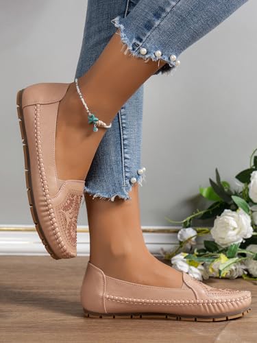 Image of Loafers for Women Leather Business Casual Shoes Comfortable Lightweight Penny Loafers Slip On Work Flats Moccasins Driving Boat Shoes