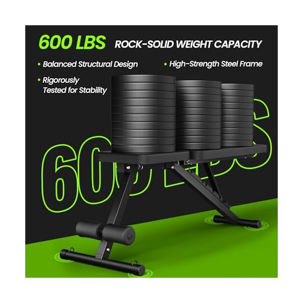 Adjustable Weight Bench for Home Gym, Foldable Workout Bench for Full Body Fitness Dumbbell Exercise, 600LBS Incline Decline Flat Bench with Resistance Bands for Strength Training 2 Adjustable Weight Bench for Home Gym, Foldable Workout Bench for Full Body Fitness Dumbbell Exercise, 600LBS Incline Decline Flat Bench with Resistance Bands for Strength Training - Image 2