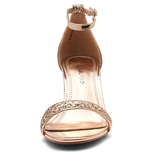 Image of Shoe Land Low Chunky Heels for Women Open Toe Ankle Strap Block Heel Sandals 3 Inch Dressy Heels for Wedding Party Date Night