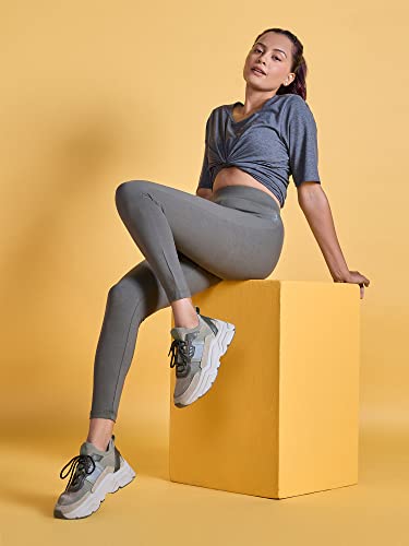 Image of NYKD Women's Everyday Sports Leggings for Gym /Workout Cotton Ankle Length Skin Fit Comfy Tights | Stretchable | High Waist | Elastic Wasitband - NYAT 076