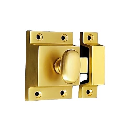 Infinity Decor Solid Brass Cupboard Catch - Thumb Turn Latch Lock - for Drawer, Wardrobe, Cabinet Doors (Satin Brass)