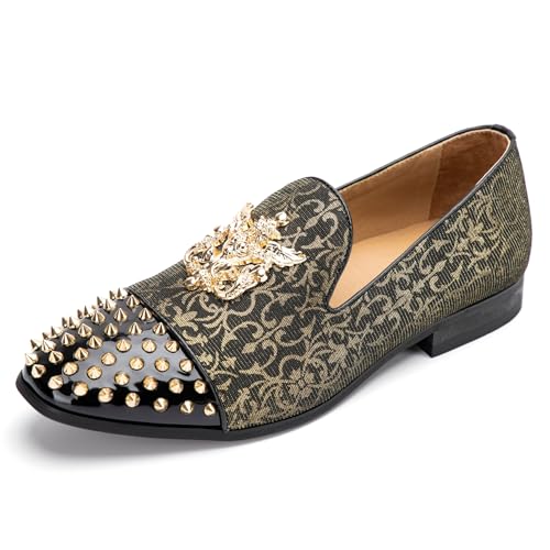 Image of Meijiana Mens Velvet Loafers Dress Shoes with Metal Embellishments Party Luxury Loafer Shoes