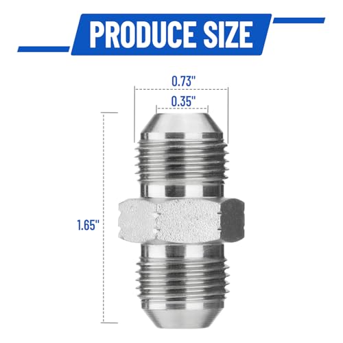Image of 10 Pack Hydraulic Hose Adapter Fittings: 1 /2 inch JIC Male x 1 /2 inch JIC Male, Straight Tube Hydraulic Connectors with Protection Cover