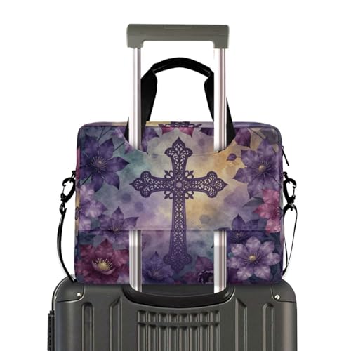 Maletín para portátil 15.6 pulgadas con asa y correa morado miniatura 4