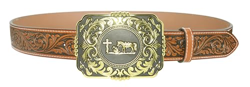 Image of Moranse Cross Cowboy Kneeling Prayer Horse Zinc Alloy Belt Buckles