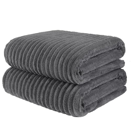 KinHwa Microfiber Bath Towels Extra Large Beach towel 70x140cm Super Absorbent and Soft Bathroom Towels Quick Dry shower towel for Swimming，Spa,2 Pack Dark-grey