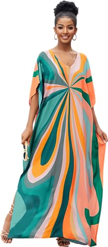 caftans for women plus size Vneck kaftans dresses Bathing suit cover ups Colorful Kaftan One size fit all Caftan for Lounging mumu Dresses Hawaii Beachwear Kaftans Loungewear Bikini coverups ON-1126-4