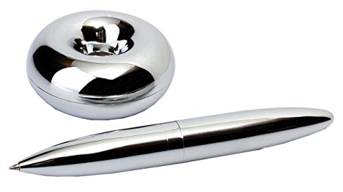 Floating Pen With Magnetic Base Chrome Ball Point Writing Pen With Magnet Holder Office Paper Weight - Ideas In Life