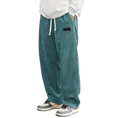 Pantalon Pana Hombre Pantalón Holgado con Cintura Elástica Y Cordón Suave Cálido Cómodo Pantalones De Pana Baggy Casual para Hombre