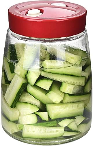 1.4L Pickling Kimchi Wide Mouth Mason Jar Glass with Airlock Fermentation Jar with Air-Release Valve