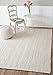 The Knitted Co. 100% Jute Area Rug 6x9 Feet Approx- Braided Design Hand Woven Dyed Off-White Natural Fibers Carpet - Home Decor for Living Room Hallways (6' x 9', Off-White)