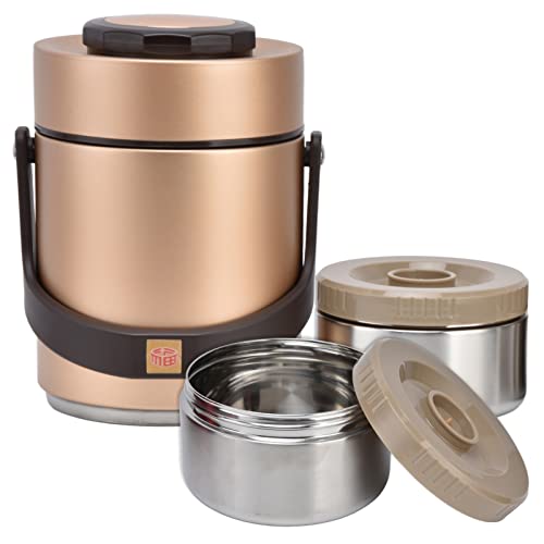 Zoeyilan Lonchera, jarra de comida termo aislada, contenedores de alimentos calientes de acero inoxidable de 50 oz, caja de bentos para la oficina de sopa para adultos (Oro)