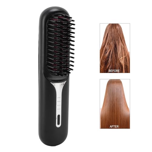 Peine alisador de cabello inalámbrico, cepillo recargable con iones negativos y calentamiento rápido, ideal para uso en casa y viajes, riza y alisa todo tipo de cabello miniatura 2