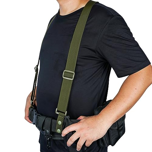 KUNN Tactical Duty Belt Suspenders 1.5 Inch Police Harness for Men,Adjustable,Army Green