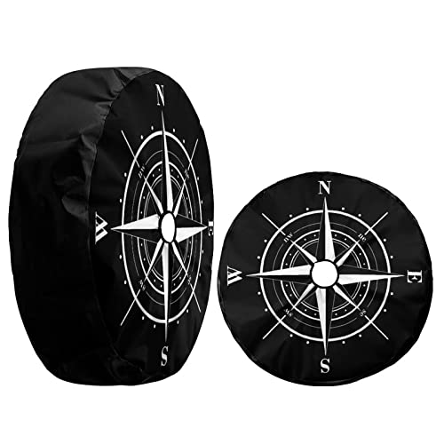 Image of Delerain Spare Tire Cover with Backup Camera Hole Compass Rose Wheel Covers Waterproof Dust-Proof UV Sun Universal Fit for RV Trailer RV SUV Truck (18 Inch for Diameter 32 inch-34 inch)