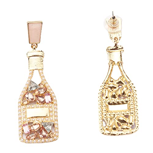 Champagne Bottle Drop Dangle Earrings Beaded Earrings for Women Men Handmade for Birthday Holiday Parties Gifts Fashion Fun Beaded Bottle Earrings for Women Statement Wine Earrings - Image 2