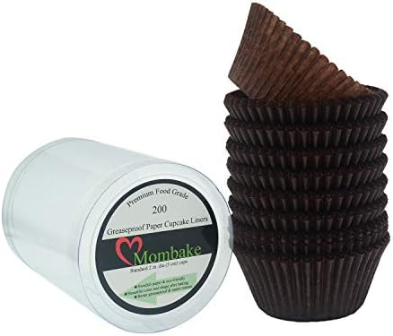 Mombake Premium Coffee Greaseproof Cupcake Cases Muffin Paper Baking Cups Standard Size, 200-Count