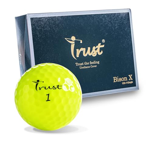 Trust Golf Ball I K5 Bison X I Urethane Cover with Reactive Core I 3-Pcs I Fit to Swing Speed Above 105 mph I Yellow, 12 Balls I