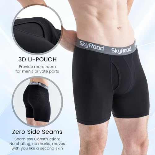 SkyRoad Men's Ultra-Comfort Boxer Briefs 7-Pack, Moisture-Wicking, Breathable & No Ride Up with Fly4