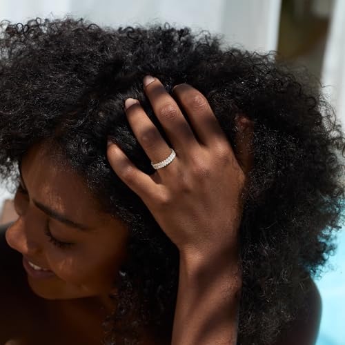 STORYJEWELLERY Eternity Band Rings for Women, Cubic Zirconia Baguette Ring, 18K Gold Plated Stackable Travel Wedding Rings for Women, Emerald Cut Engagement Ring, Gifts for Her4