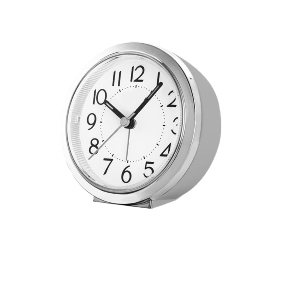 NIUHUAHUI Alarm Clock, Alarm clock desktop seat glow-in-the-dark mute bedroom alarm student use wake up gods(Silver/white)
