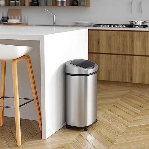 Image of iTouchless 13 Gallon / 50 Liter Sensor Trash Can with Wheels | Odor Filter