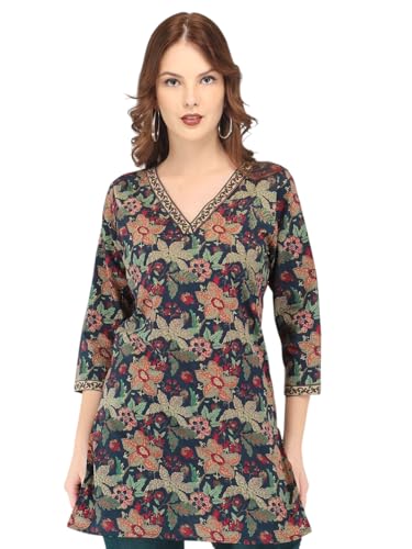 AnjuShree Choice Women Indian Cotton Short Kurti Tunic | ORDER 1 SIZE BIGGER
