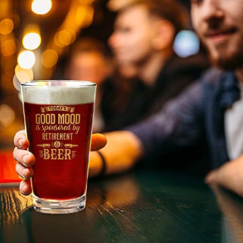 Bad Bananas Retirement Gifts For Men And Women - Good Mood - 16 Oz Beer Pint Glass With Genuine 10K Gold Ink - Funny Happy Retirement Gift Ideas For Retired Coworkers, Boss #TOP3