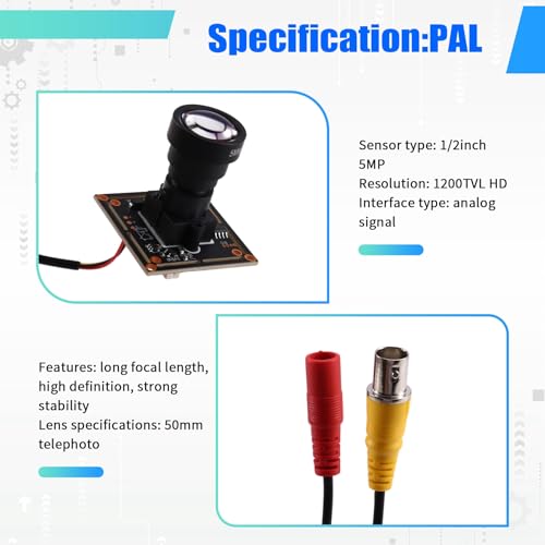 Module caméra CCTV 5MP 1200TVL haute résolution avec objectif fixe de 50 mm - 2